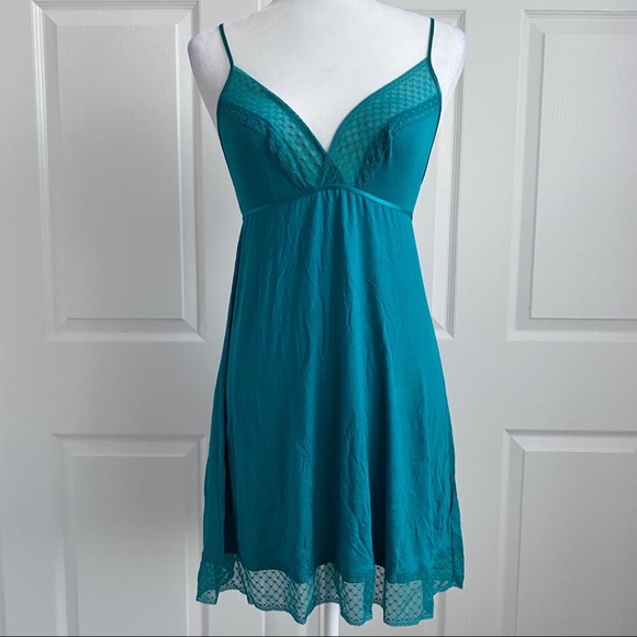 Victoria’s Secret Aqua Lace Nightgown Cami Slip - Picture 2 of 8